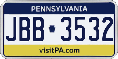 PA license plate JBB3532