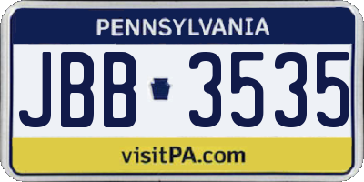 PA license plate JBB3535