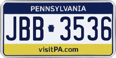 PA license plate JBB3536