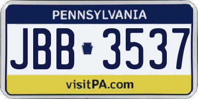 PA license plate JBB3537