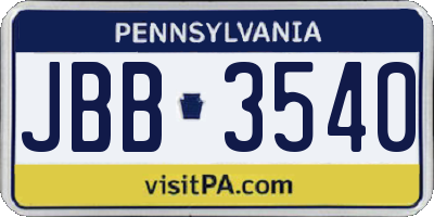 PA license plate JBB3540