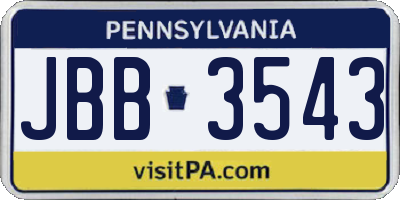 PA license plate JBB3543