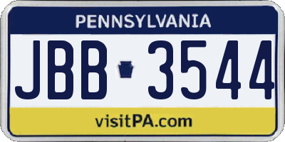 PA license plate JBB3544