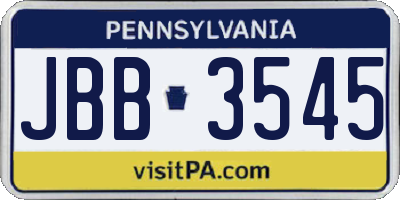 PA license plate JBB3545