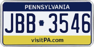 PA license plate JBB3546