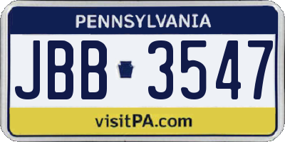 PA license plate JBB3547