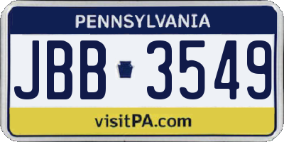 PA license plate JBB3549