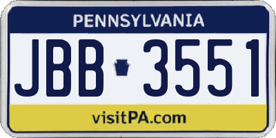 PA license plate JBB3551