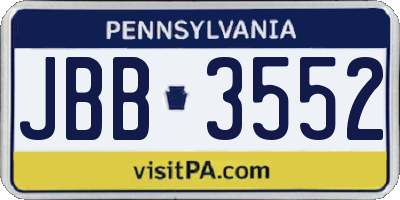 PA license plate JBB3552