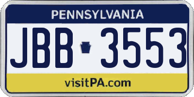 PA license plate JBB3553