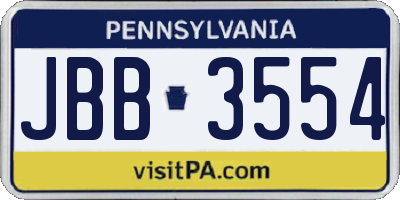 PA license plate JBB3554