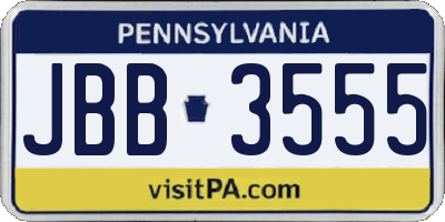 PA license plate JBB3555