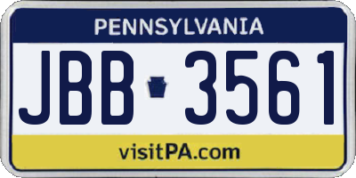 PA license plate JBB3561