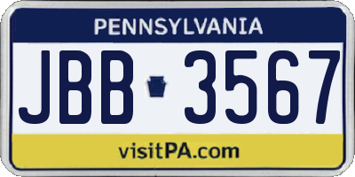 PA license plate JBB3567