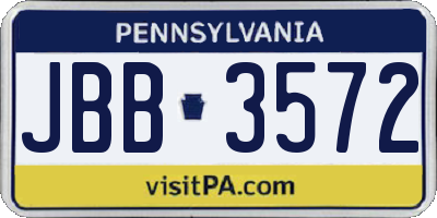 PA license plate JBB3572