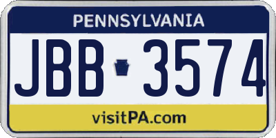 PA license plate JBB3574