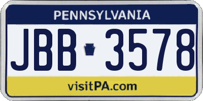 PA license plate JBB3578