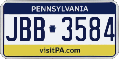 PA license plate JBB3584