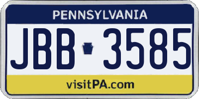 PA license plate JBB3585