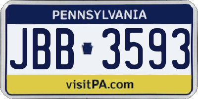 PA license plate JBB3593