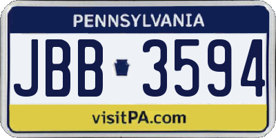 PA license plate JBB3594