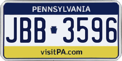 PA license plate JBB3596