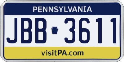 PA license plate JBB3611