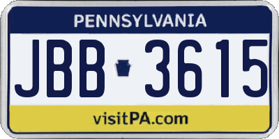 PA license plate JBB3615