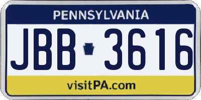 PA license plate JBB3616