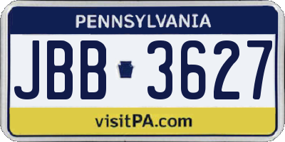 PA license plate JBB3627