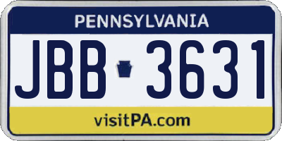 PA license plate JBB3631