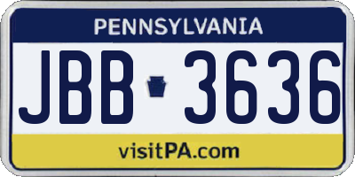 PA license plate JBB3636