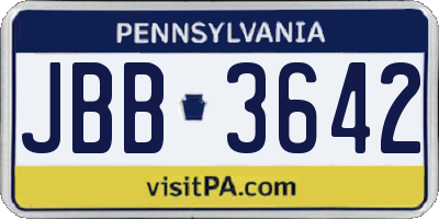 PA license plate JBB3642