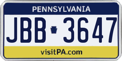 PA license plate JBB3647