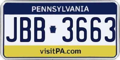 PA license plate JBB3663