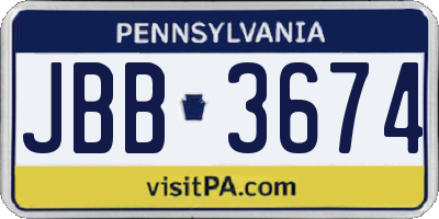 PA license plate JBB3674