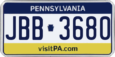 PA license plate JBB3680