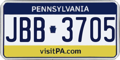 PA license plate JBB3705