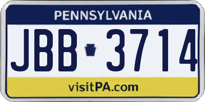 PA license plate JBB3714