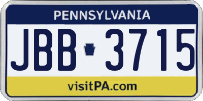 PA license plate JBB3715