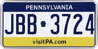 PA license plate JBB3724
