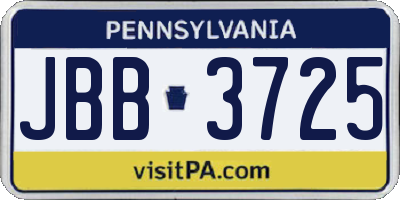 PA license plate JBB3725