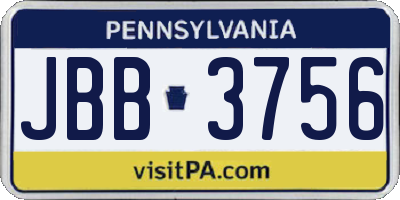 PA license plate JBB3756