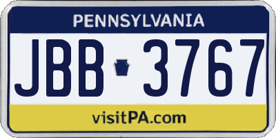 PA license plate JBB3767