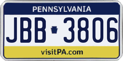 PA license plate JBB3806
