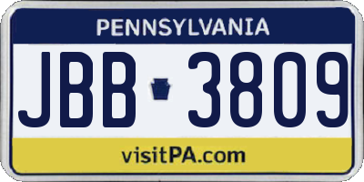 PA license plate JBB3809