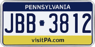 PA license plate JBB3812