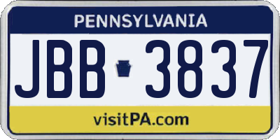 PA license plate JBB3837