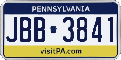 PA license plate JBB3841