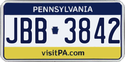 PA license plate JBB3842